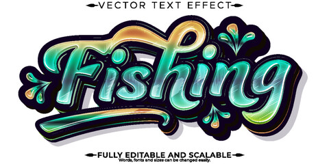 Fishing editable text effect, editable sport and water text style