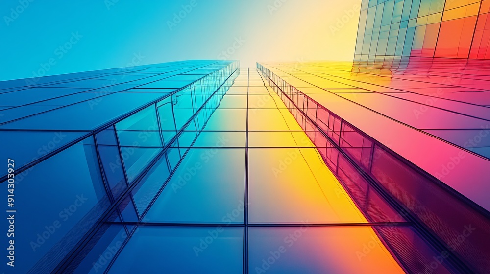 Poster minimal urban scene with abstract geometric buildings and pastel tones for a clean and modern look s