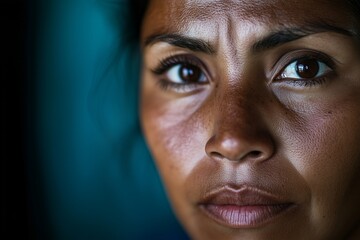 Obraz premium Close-Up Portrait of a Woman with Intense Expression