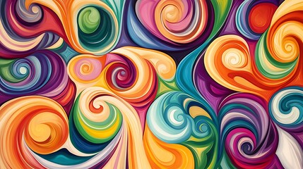 Vibrant Multicolored Swirling Patterns Abstract Illustration for Creative Projects