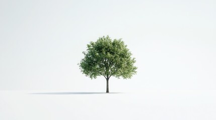 Obraz premium Single minimalist tree on a white background, with clean lines and simple design