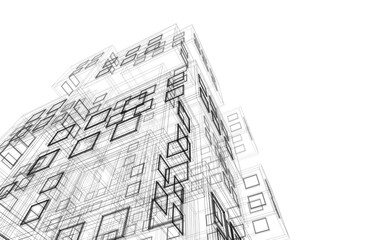 Abstract architectural drawing 3d rendering