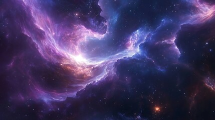Cosmic Nebula with Glowing Clouds and Stars