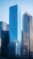 Fototapeta premium Geometric buildings in a pastel-toned abstract cityscape capturing a minimal urban aesthetic Stock Photo with copy space