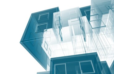 Abstract architectural drawing 3d rendering