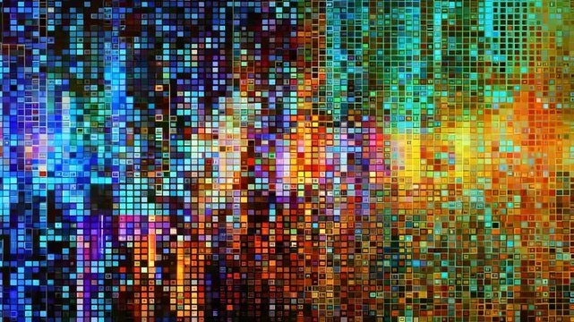 Abstract colorful digital mosaic background, vibrant geometric pattern
