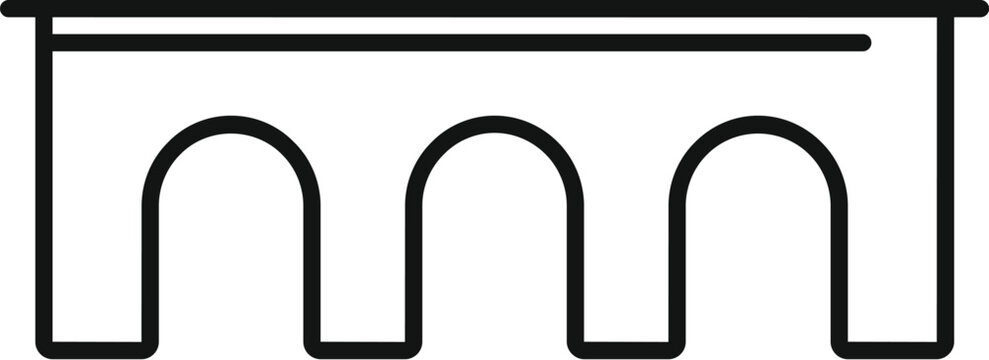 recommend clip art: Simple outline ancient aqueduct providing water supply line icon for web design isolated on white background