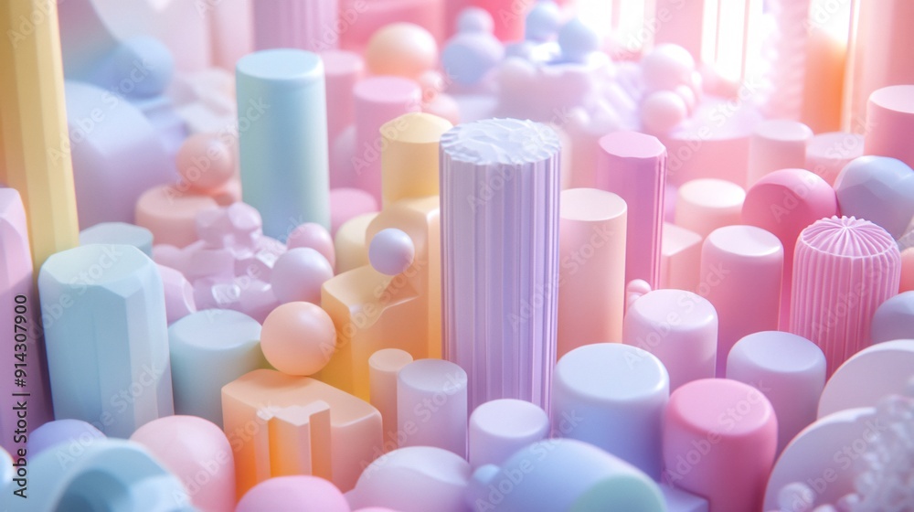 Poster Flat design icons and symbols featuring clean lines and high detail in soft pastel tones Stock Photo with copy space