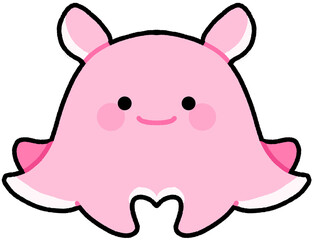 pink flapjack octopus hand-drawn Sea Animals Cute Character Clip Art Doodle Cartoon Transparent Background