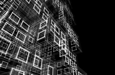 Abstract architectural drawing 3d rendering