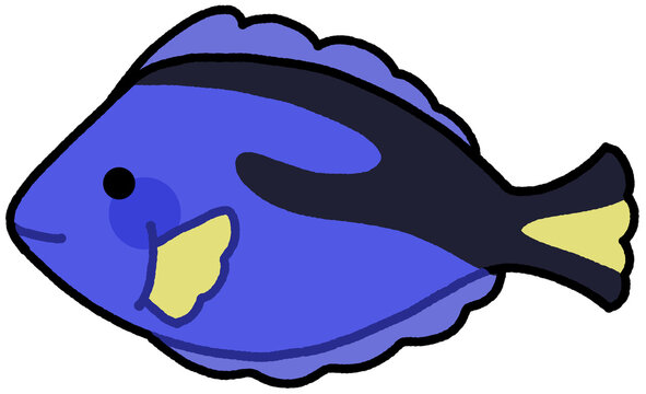 recommend clip art: Blue tang hand-drawn Sea Animals Cute Character Clip Art Doodle Cartoon transparent Background