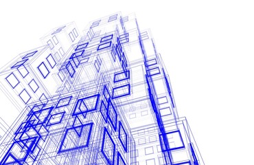 Abstract architectural drawing 3d rendering