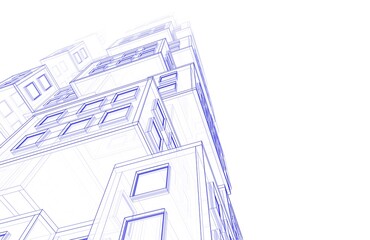 Abstract architectural drawing 3d rendering