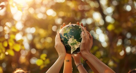 hands holding Planet Earth Globe, Saving the planet concept