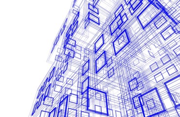 Abstract architectural drawing 3d rendering