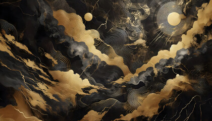 abstract wallpaper gold on black background