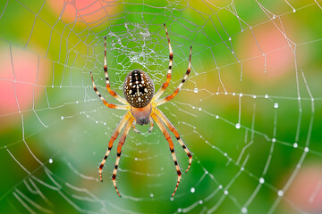 a beautiful spider sitting on its web