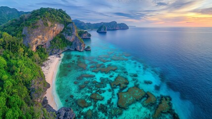 Fototapeta premium Coral Dreams beneath Clifftop Realms