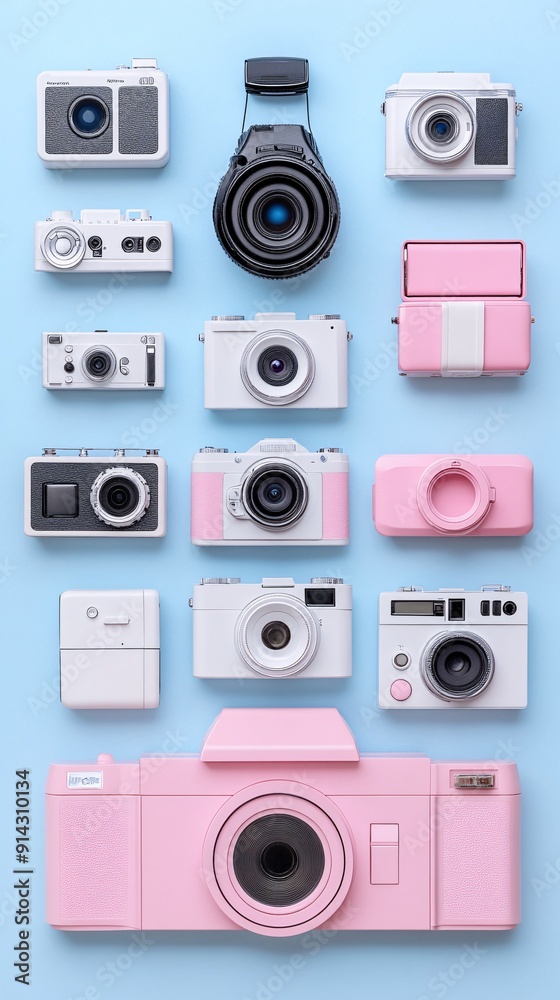 Poster detailed minimal icons and symbols in pastel colors with flat design and clean lines stock photo wit