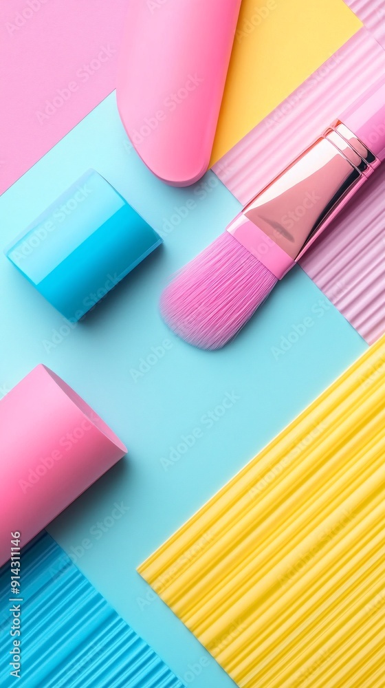 Aufkleber Minimal symbols and icons in clean-lined flat design with high detail and pastel color palette Stock Photo with copy space