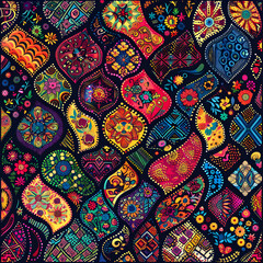 Fototapeta premium A colorful and intricate design with many different shapes and patterns