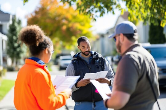 Community Outreach Team Engages Residents During Bright Sunny Afternoon in Neighborhood