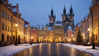 Obraz premium Winter in Historic Streets
