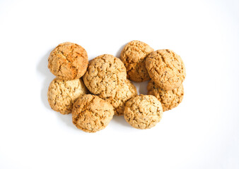 Whole grain cookies on white background