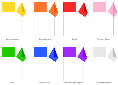 Utility flags on wires in eight colors