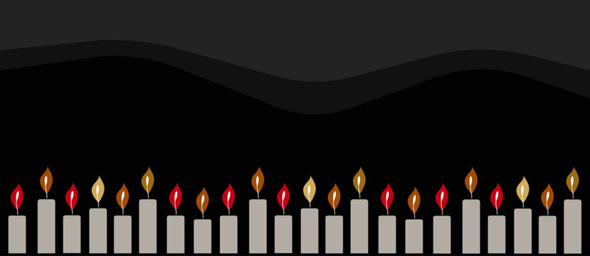 All Saints Day greeting card or banner, Vector All Souls Day background. hand drawn Illustration with text and candles for poster and flyer design.