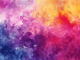 Fototapeta premium A vibrant abstract watercolor background with rich hues of purple, pink, and yellow, perfect for creative projects.