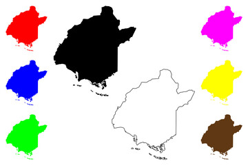 Salinas municipality (Commonwealth of Puerto Rico, Porto Rico, PR, Unincorporated territories of the United States) map vector illustration, scribble sketch Salinas map