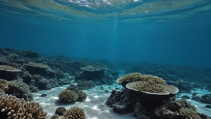 coral reef in the blue sea