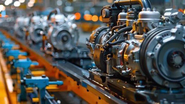 Production assembly line used in the auto plant to make engines 
