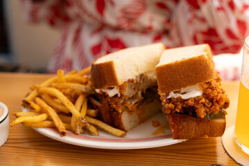 Gourmet fried chicken sandwich