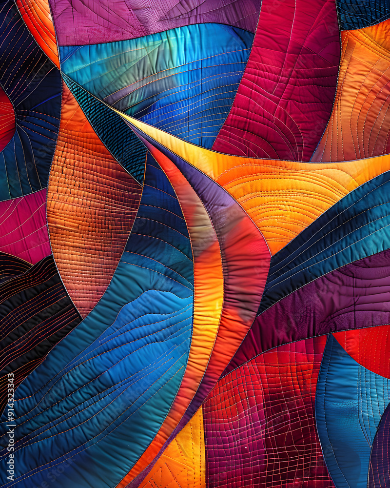 Wall mural a colorful quilt with a pattern of different colors and shapes