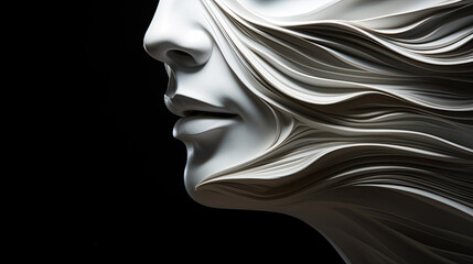 plastic white sculpture of a woman's face