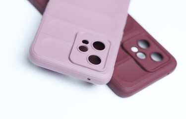 Protective cases for smartphone on white background