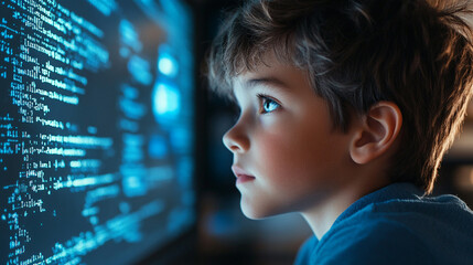 Boy focused on a computer screen These tools leverage large language models and machine learning to analyze and suggest code