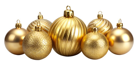 Golden Christmas baubles collection, cut out transparent
