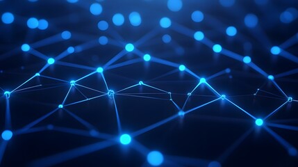 Abstract blue network connections on a dark background, illustrating technology, data transfer, science, and futuristic concepts.