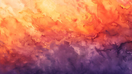 A painting of a sunset with orange and purple colors