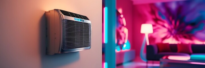 modern living room with ac splitter on the wall Adjusting the working mode of the air conditioner