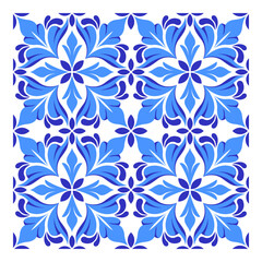 Fototapeta premium Mediterranean blue and white ceramic tile design.