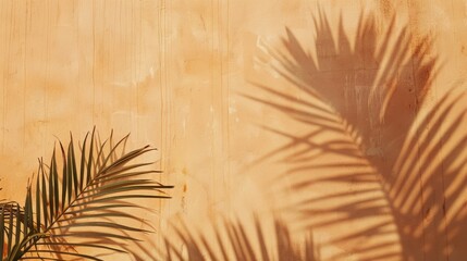 Fototapeta premium A palm tree casts a shadow on a wall