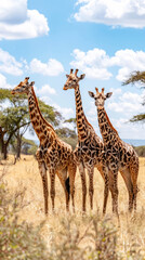 Three giraffes in Serengeti National Park