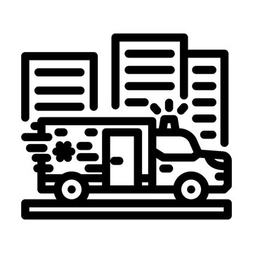 recommend clip art: ambulance dispatch line icon vector. ambulance dispatch sign. isolated contour symbol black illustration