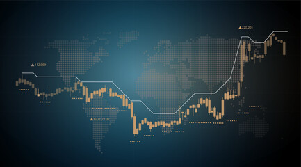 Trading forex background. Market up trend and chart with indicator pair gold. Business and finance concept.