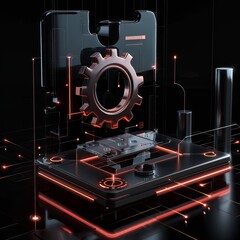 Fototapeta premium 3D vector a system update with a glassmorphism gear, reflecting modern design trends in efficient