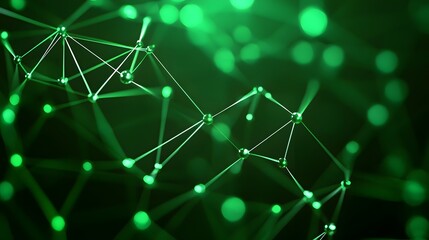 Abstract green technology background with geometric shapes and connecting lines, perfect for science and technology themes.